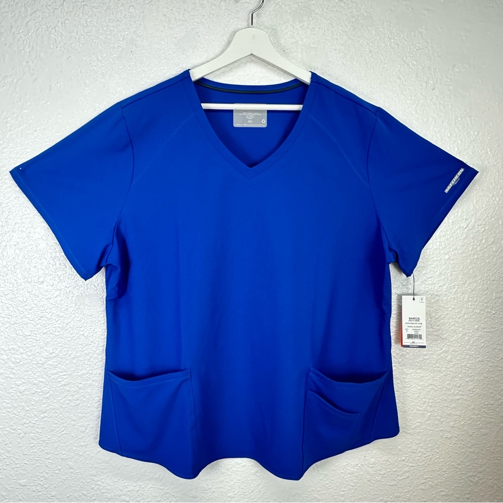 SKECHERS BY BARCO Scrubs Women Royal Blue Top SZ 3XL 3 Pocket Breeze V Neck